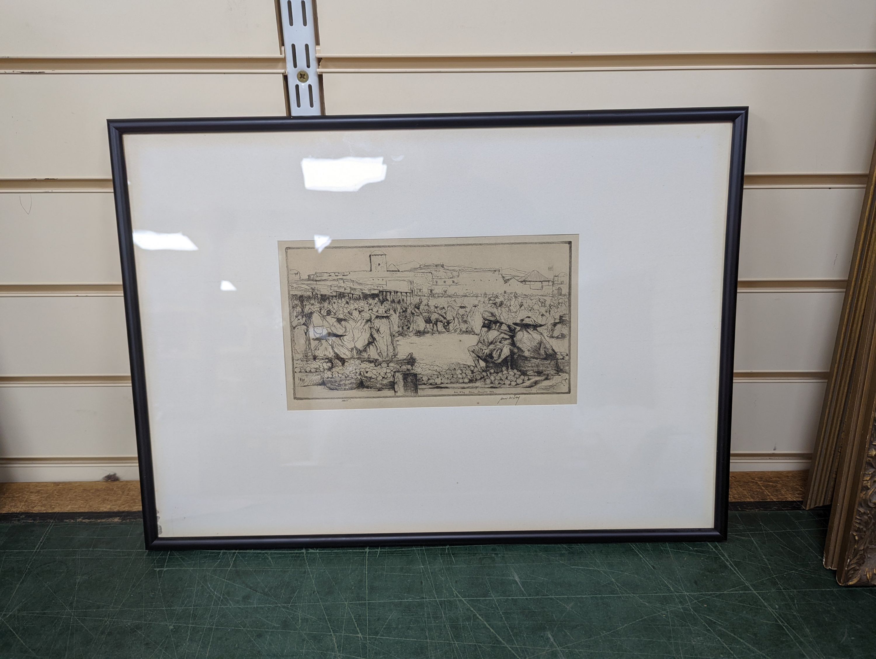James McBey (1883-1959), etching, The Orange Seller, signed and numbered '34, 14 x 25cm